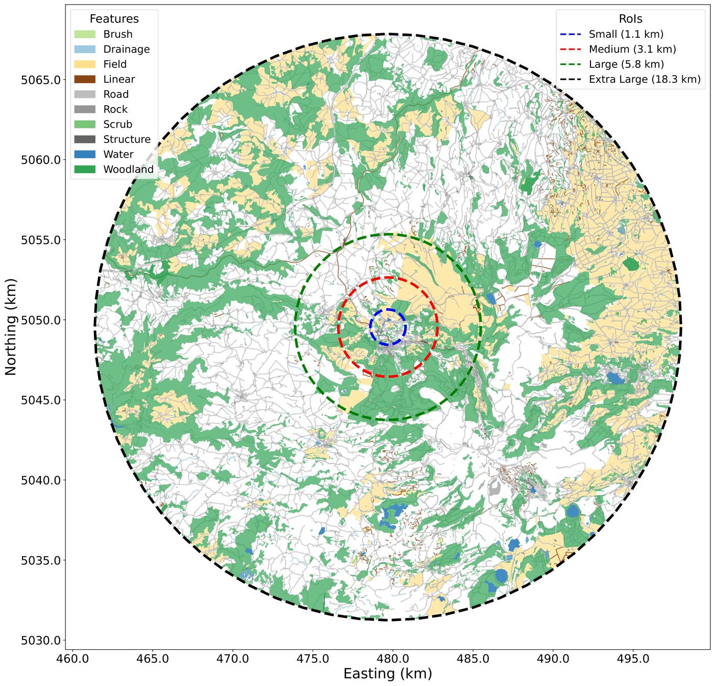 Polygonal terrain features extracted in the extra-large RoI (temperate mountains)